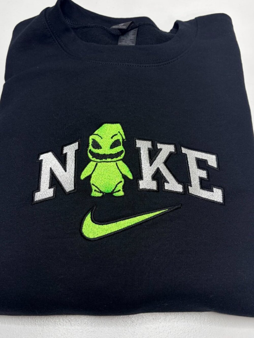 Nike Oogie Boogie Sweatshirt YOUTH Embroidered Kids Crewneck Halloween Nightmare